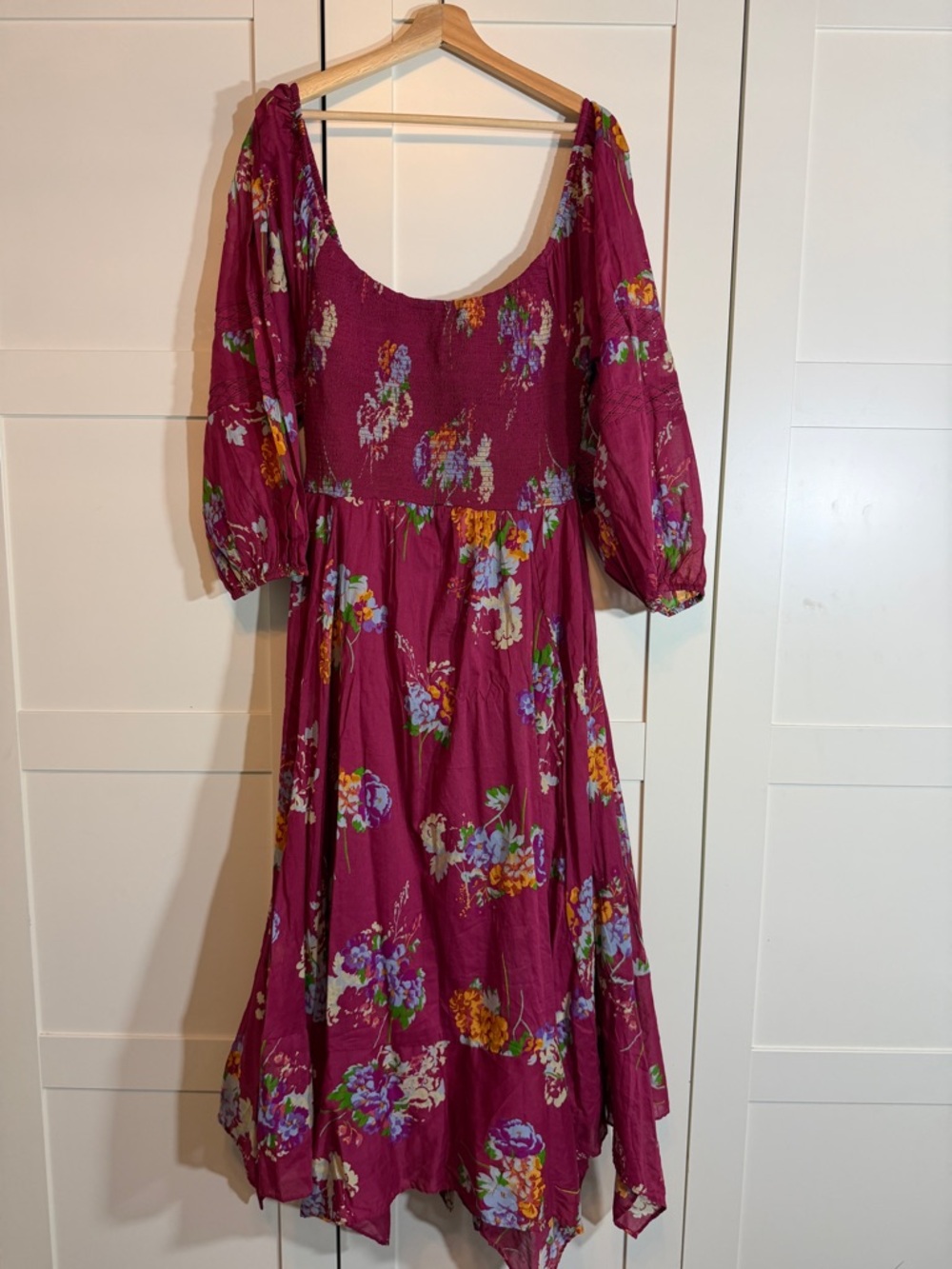 Free People Berry Floral Scoop-Neck Midi Dress B4 - Picture 1 of 11